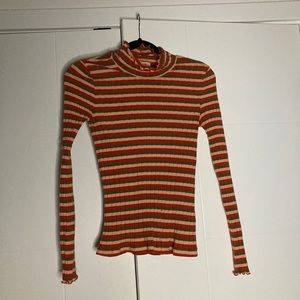 Madewell Mock Neck Striped Long Sleeve Shirt